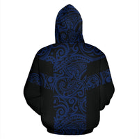 Polynesian Zip Hoodie Polynesian Tattoo Style Blue - Polynesian Pride