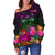 Fiji Women's Off Shoulder Sweater - Summer Hibiscus - Polynesian Pride