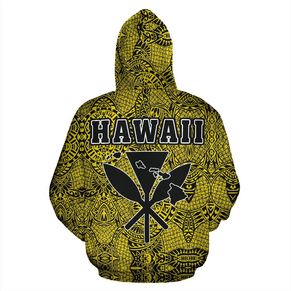 Polynesian Kanaka Maoli Hawaii Zip Hoodie Yellow - Polynesian Pride