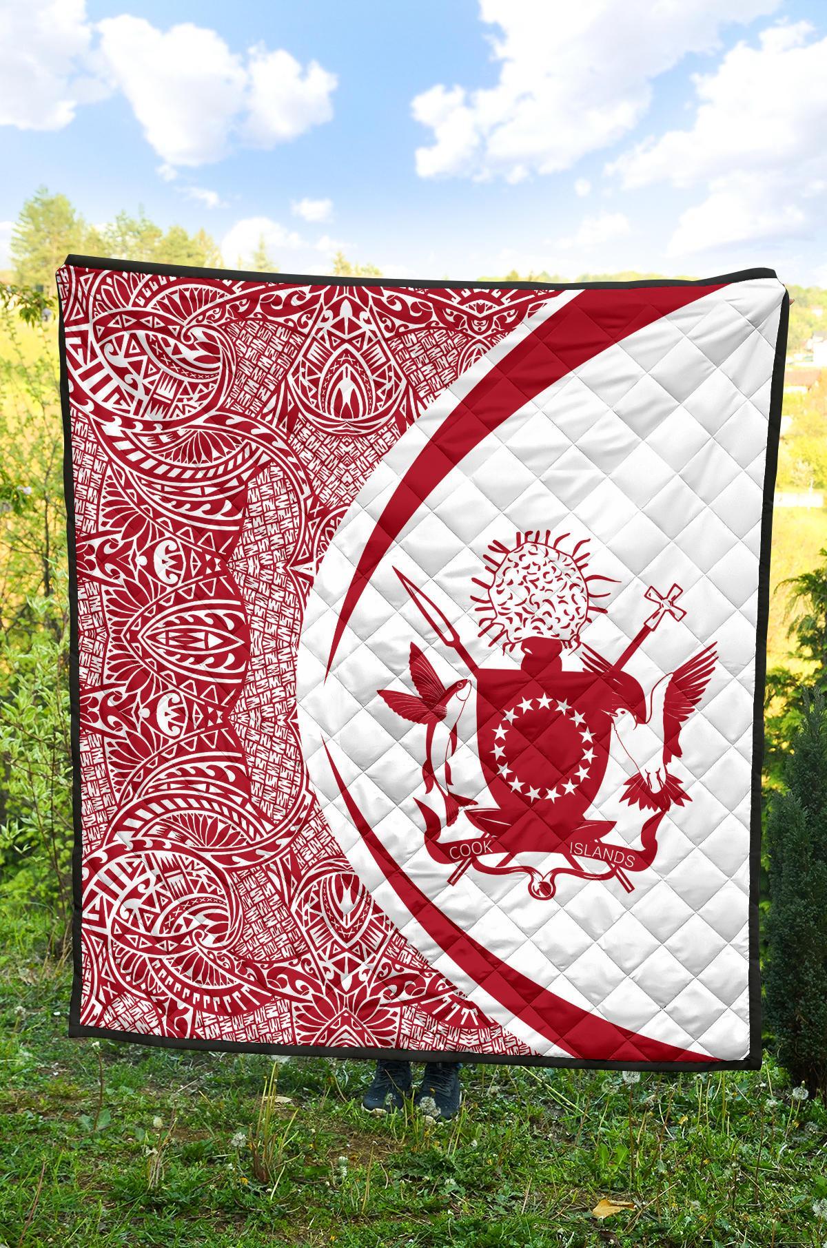 Cook Islands Coat Of Arms Polynesian Premium Quilt - Circle Style - 07 - Polynesian Pride