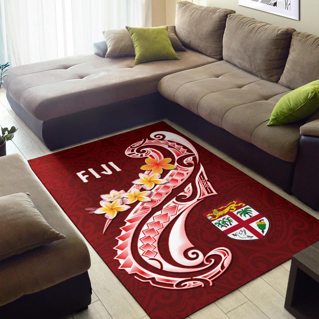 Fiji Area Rug - Fiji Seal Polynesian Patterns Plumeria (Red) - Polynesian Pride