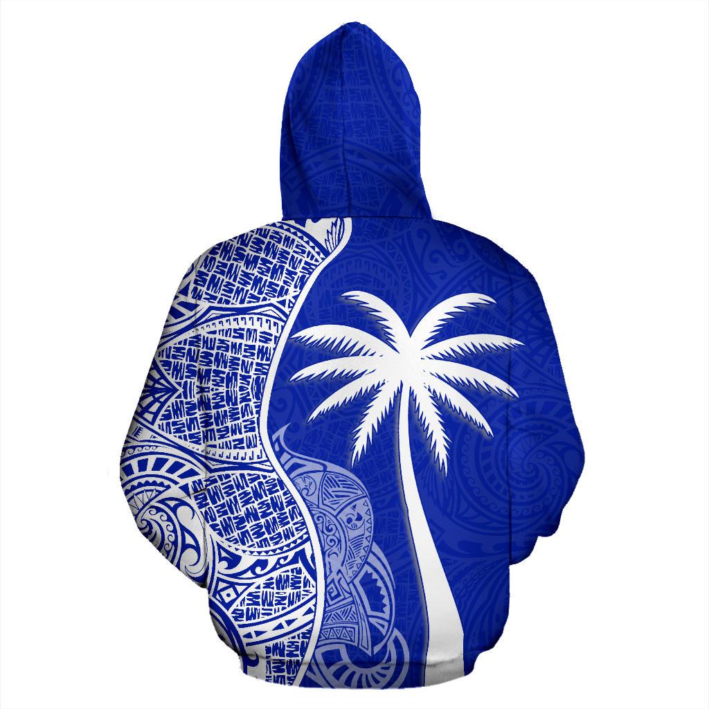 Polynesian Hawaii Hoodie Coconut Tree Blue - Polynesian Pride