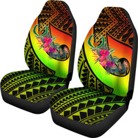 Pohnpei Car Seat Covers - Polynesian Hook And Hibiscus (Reggae) - Polynesian Pride