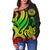 American Samoa Women's Off Shoulder Sweater - Reggae Tentacle Turtle - Polynesian Pride