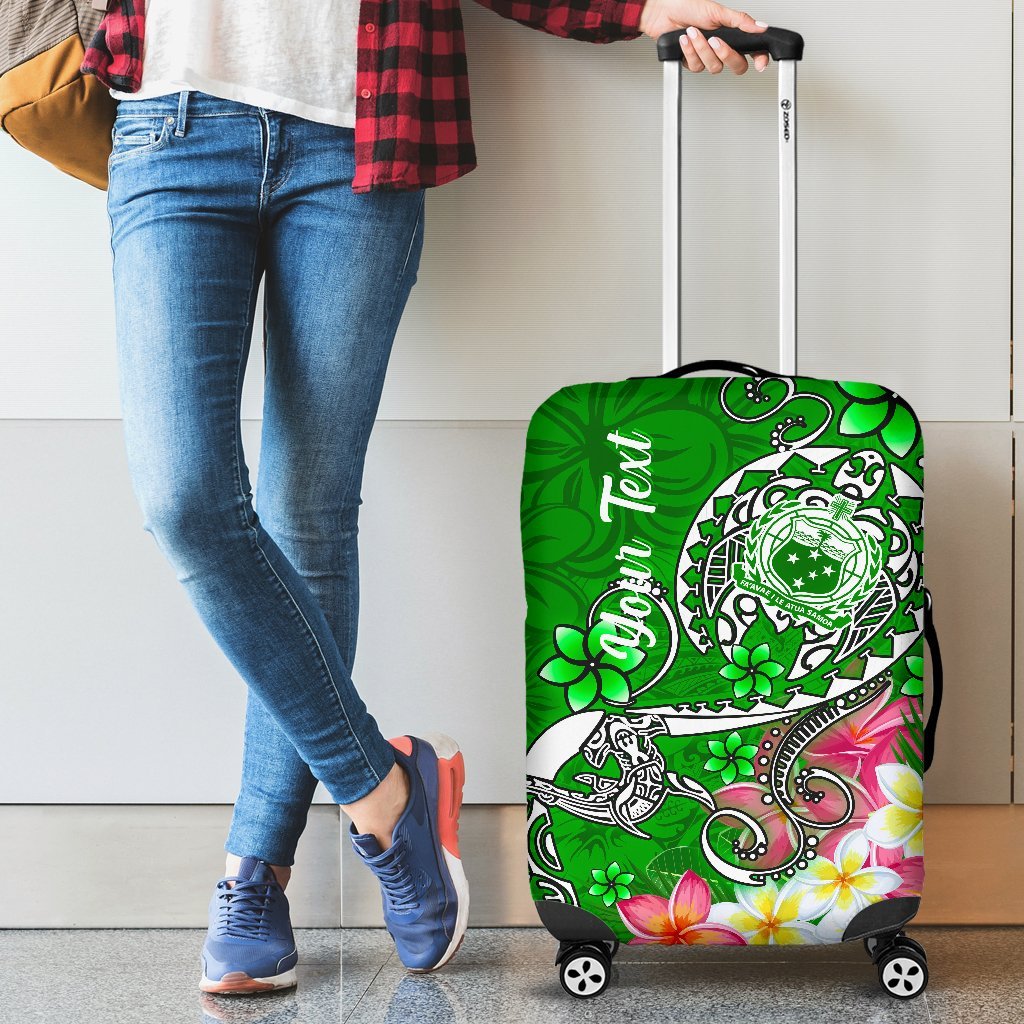 Samoa Custom Personalised Luggage Covers - Turtle Plumeria (Green) Green - Polynesian Pride