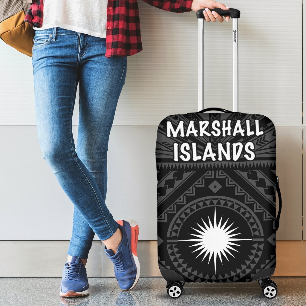 Marshall Luggage Covers - Marshall Seal With Polynesian Tattoo Style ( Black) Black - Polynesian Pride