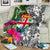 Fiji Custom Personalised Premium Blanket White - Turtle Plumeria Banana Leaf - Polynesian Pride