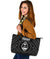 Guam Leather Tote Bag - Guam Seal With Polynesian Tattoo Style (Black) - Polynesian Pride