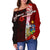 Solomon Islands Polynesian Women's Off Shoulder Sweater - Coat Of Arm With Hibiscus - Polynesian Pride