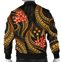Kosrae Micronesian Men Bomber Jacket - Gold Plumeria - Polynesian Pride