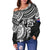 Cook Islands Polynesian Off Shoulder Sweater (Women) - White Turtle - Polynesian Pride