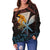 Hawaiian - Kanaka Shark Women's Off Shoulder Sweater - Bubbles Style - AH - Polynesian Pride