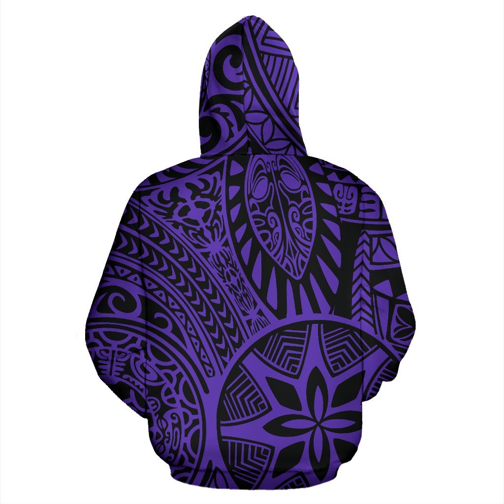 Hawaii Hoodie Polynesian Hawaiian Style Tribal Tattoo Violet Pullover - Polynesian Pride