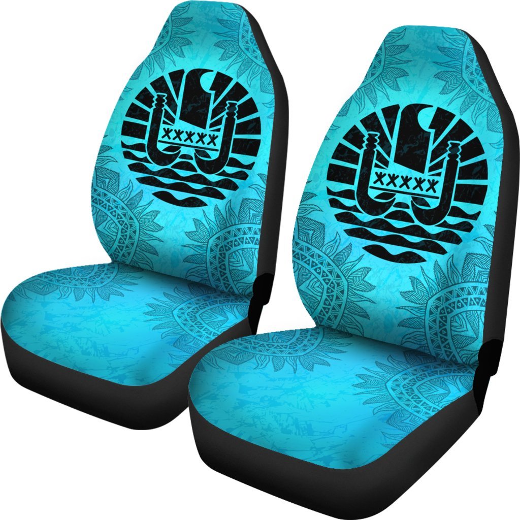 Tahiti Car Seat Covers - Tahiti FLag Turquoise - A20 Universal Fit Black - Polynesian Pride