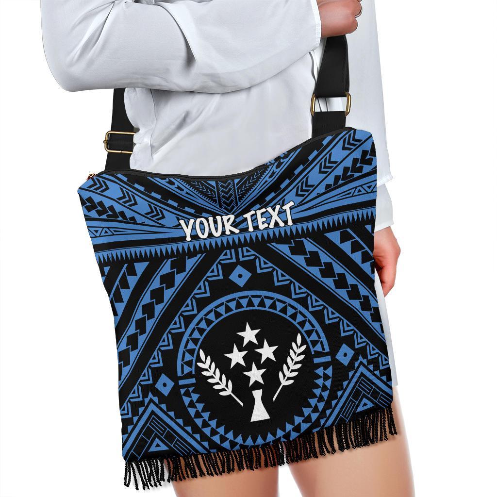 Kosrae Personalised Boho Handbag - Kosrae Flag In Polynesian Tattoo Style (Blue) One Style One Size Blue - Polynesian Pride