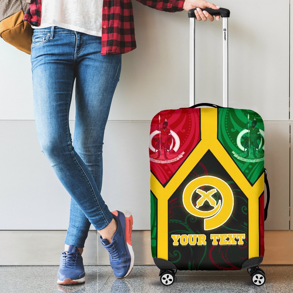 Polynesian Vanuatu Custom Personalised Luggage Covers - Vanuatu Flag and Coat Of Arms Reggae - Polynesian Pride