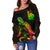 New Caledonia Polynesian Women's Off Shoulder Sweater - Turtle With Blooming Hibiscus Reggae - Polynesian Pride