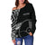 Yap Personalised Custom Women's Off Shoulder Sweater - Micronesian Pattern Flash Black - Polynesian Pride