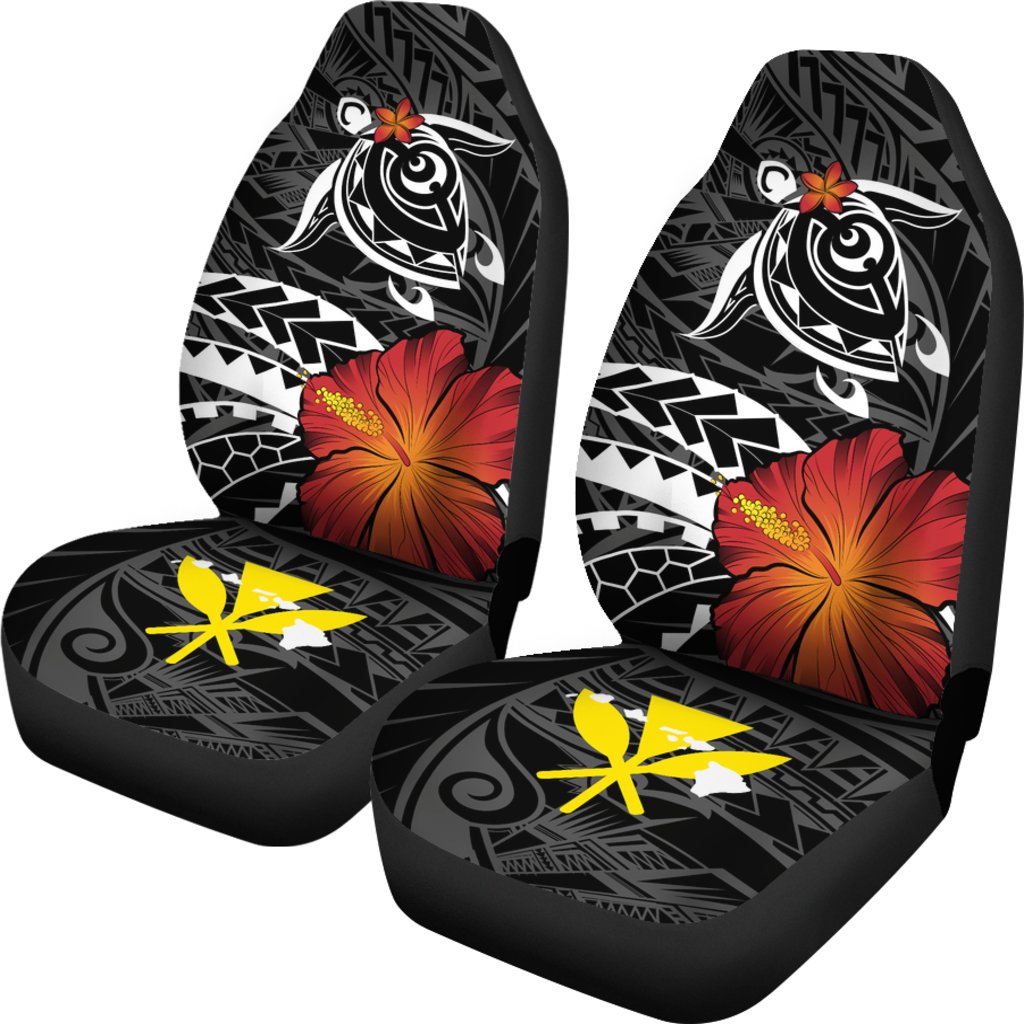 Hawaii Car Seat Covers - Hawaii Turtle Flowers Universal Fit Black - Polynesian Pride