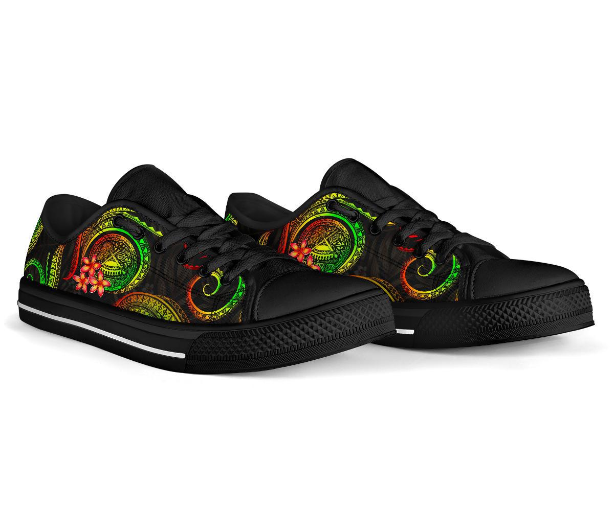 American Samoa Polynesian Low Top Shoes - Reggae Plumeria - Polynesian Pride