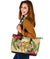 Hawaii Leather Tote - Turtle Large Leather Tote Strong Pattern Hibiscus Plumeria AH - Polynesian Pride