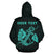 Polynesian Kakau Anchor Hibiscus Hawaii Custom Zip Hoodie Turquoise - Polynesian Pride