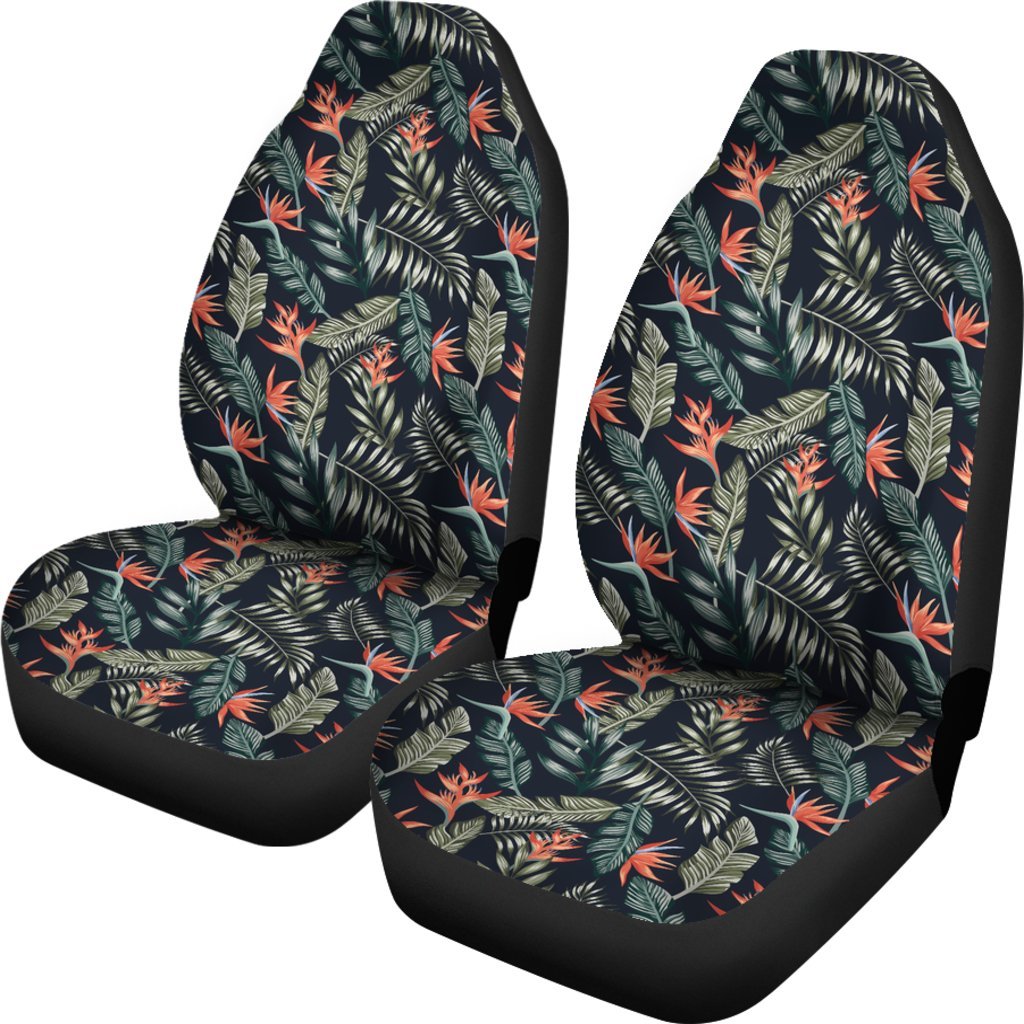 Hawaii Tropical Strelitzia Black Car Seat Cover Universal Fit Black - Polynesian Pride