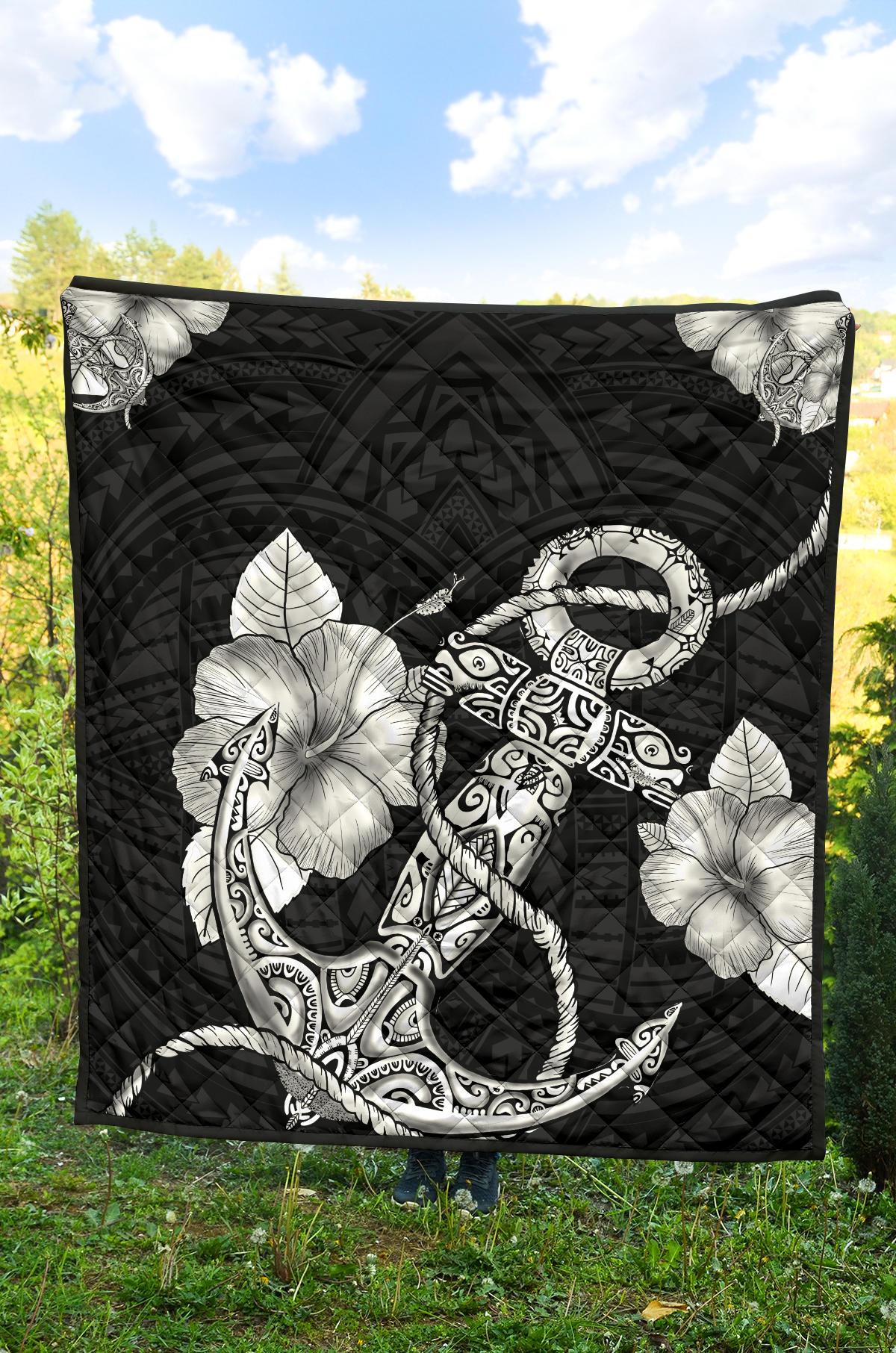 Polynesian Anchor Premium Quilt Black - Polynesian Pride
