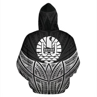 Tahiti Polynesian Zip up Hoodie Black Pride Map and Seal - Polynesian Pride