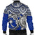 Chuuk Polynesian Bomber Jacket (Men) - White Turtle (Blue) - Polynesian Pride