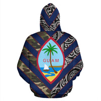 Guam Polynesian Zip Hoodie Guam Coat of Arms Camo Style - Polynesian Pride