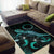 Cook Islands Polynesian Area Rugs - Turtle With Blooming Hibiscus Turquoise - Polynesian Pride