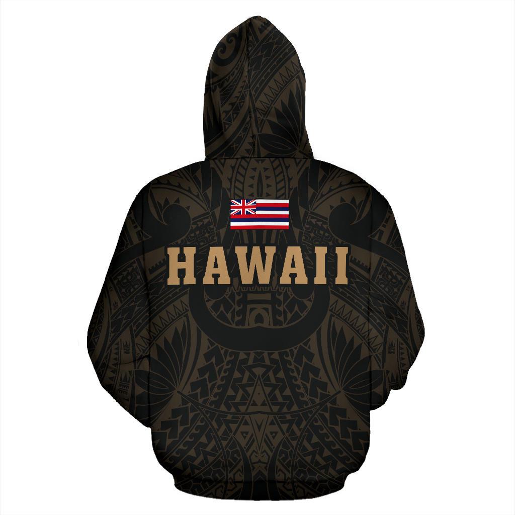Polynesian Kamapuaa Flag of Hawaii Hoodie Gold Hawaiian Mythology Style - Polynesian Pride