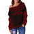 Niue Polynesian Chief Women's Off Shoulder Sweater - Red Version - Polynesian Pride