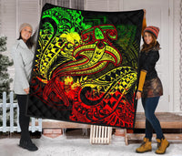 Papua New Guinea Premium Quilt - Reggae Shark Polynesian Tattoo - Polynesian Pride