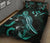 Kosrae Polynesian Quilt Bed Set - Turtle With Blooming Hibiscus Turquoise - Polynesian Pride