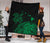 Hawaii Map Plumeria Polynesian Green Premium Quilt - Polynesian Pride
