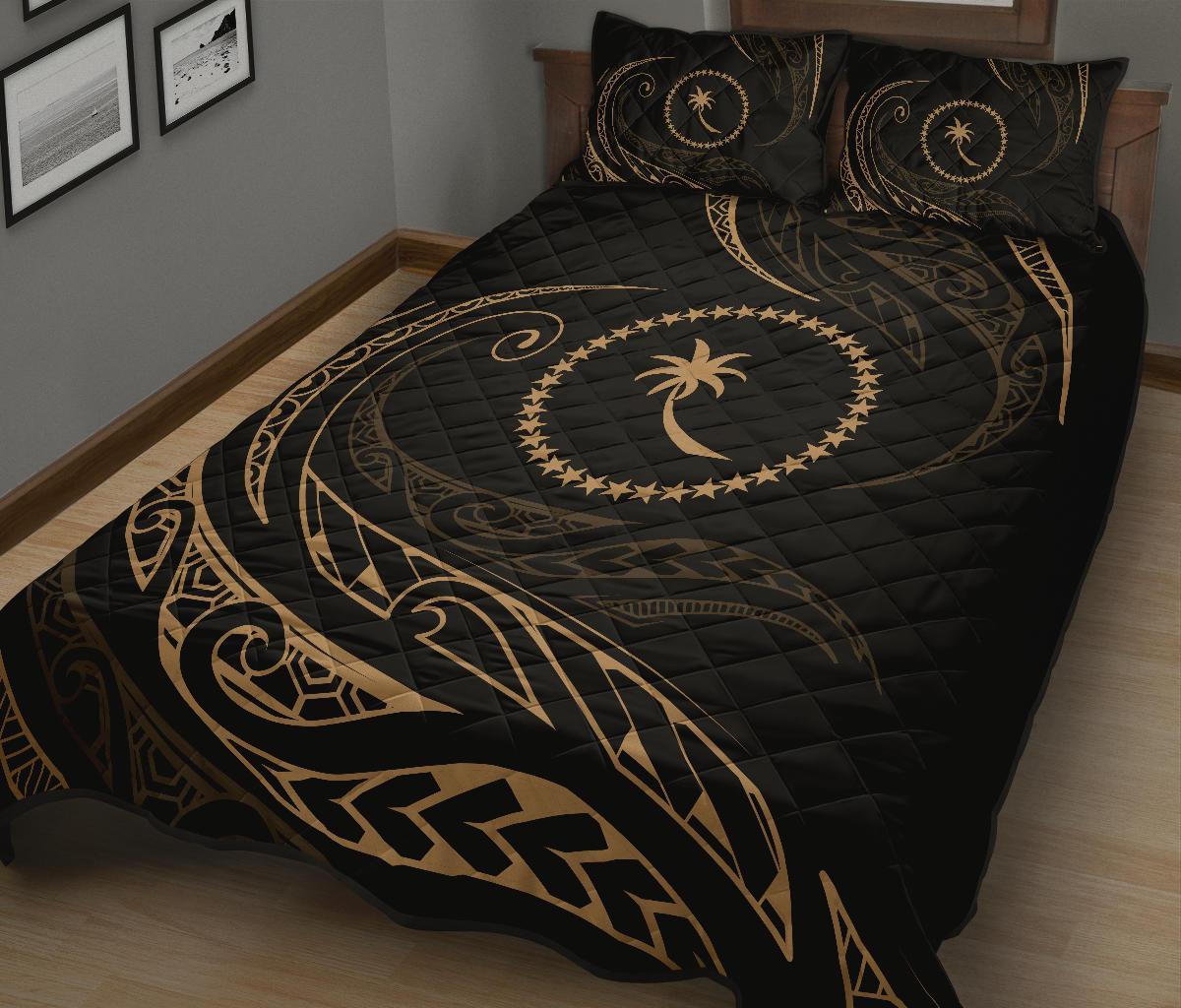 Chuuk Islands Quilt Bed Set - Gold - Frida Style - Polynesian Pride