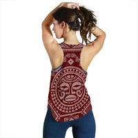 Papua New Guinea Women's Racerback Tank - Flag With Polynesian Patterns (Red) - Polynesian Pride