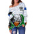 Pohnpei Special Women's Off Shoulder Sweater (White) Z2 - Polynesian Pride