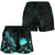 Nauru Polynesian Women's Shorts - Turtle With Blooming Hibiscus Turquoise - Polynesian Pride