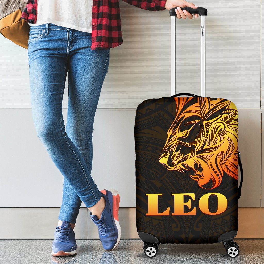 Sun In Leo Zodiac Luggage Covers Polynesian Tattoo Simple - Orange Black - Polynesian Pride