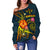 Kosrae Polynesian Off Shoulder Sweater - Legend of Kosrae (Blue) - Polynesian Pride