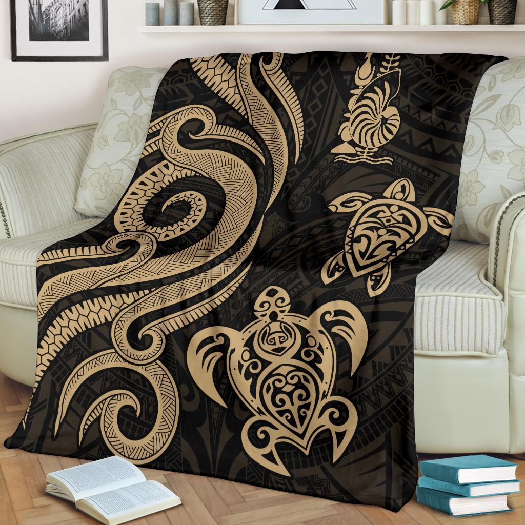 New Caledonia Premium Blanket - Gold Tentacle Turtle - Polynesian Pride