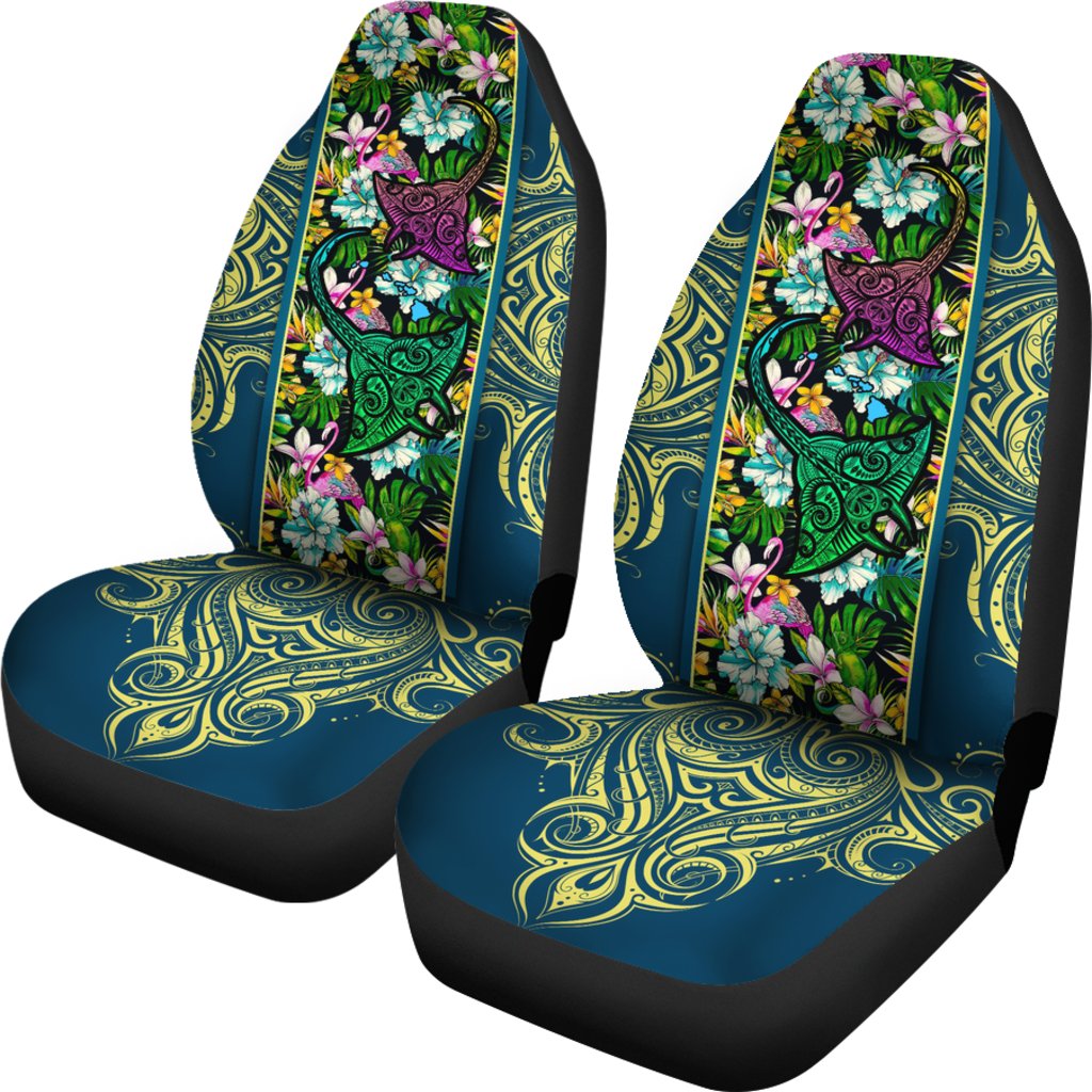 Hawaii Manta Ray Tropical Polynesian Car Seat Cover - Pure Style Universal Fit Green - Polynesian Pride