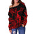 Polynesian Hawaii Women's Off Shoulder Sweater - Hula Girl Red - Polynesian Pride