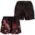 Tuvalu Polynesian Women's Shorts - Turtle With Blooming Hibiscus Red - Polynesian Pride