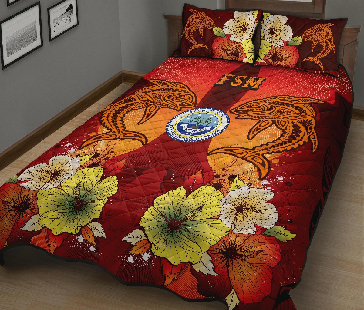 Federated States Of Micronesia Quilt Bed Sets - Tribal Tuna Fish - Polynesian Pride