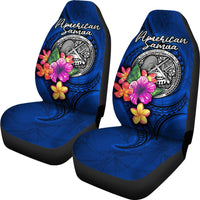 American Samoa Polynesian Car Seat Covers - Floral With Seal Blue - Polynesian Pride