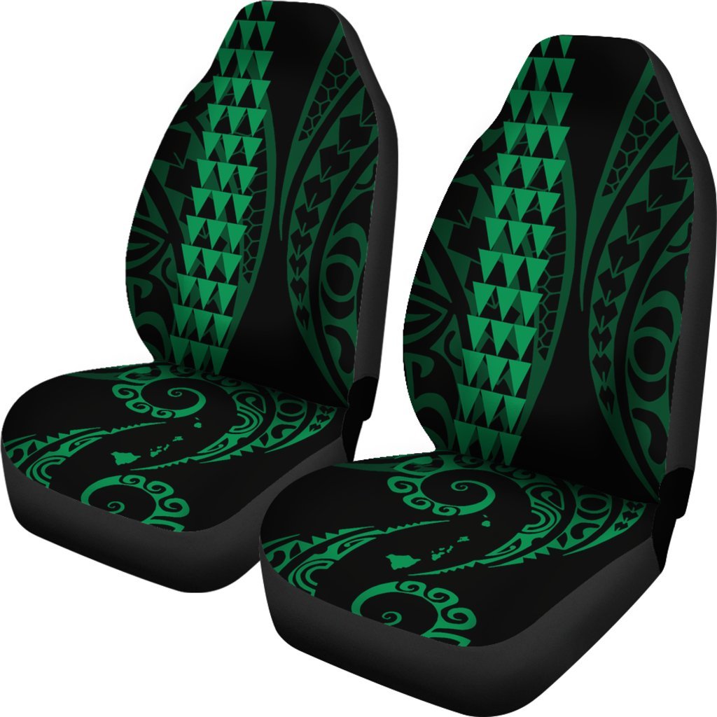 Hawaii Kakau Green Polynesian Car Seat Covers Universal Fit Green - Polynesian Pride